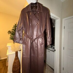 Jacqueline Ferrar Dark Brown Leather Trench Coat